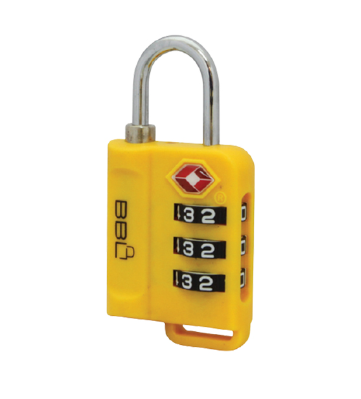 BBL TSA Travel Combination Padlock – Yellow