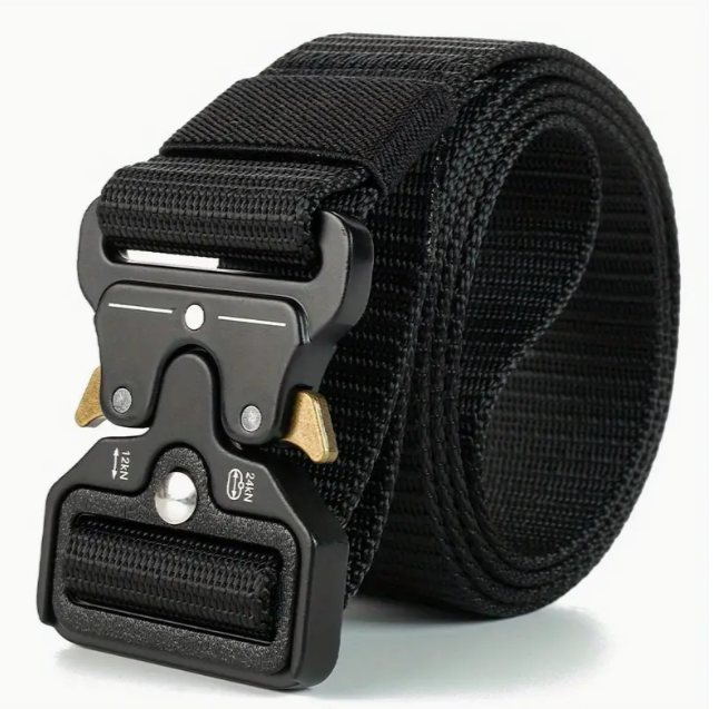Heavy-Duty Tactical Belt, Adjustable Webbing Belt With Quick-Release Metal Buckle